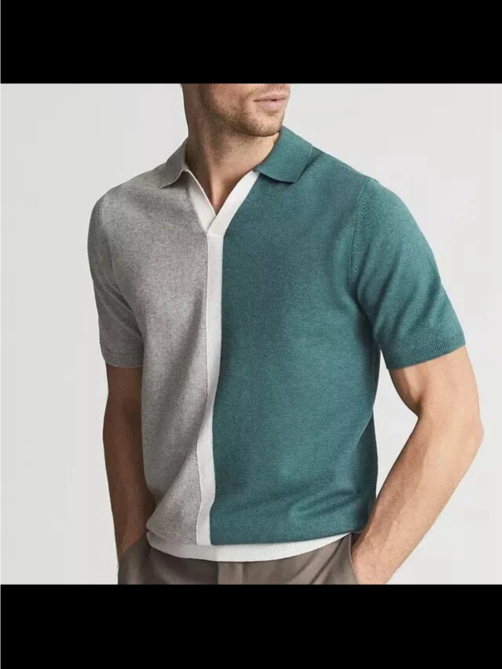 Reiss men’s wool cotton blend short sleeve polo